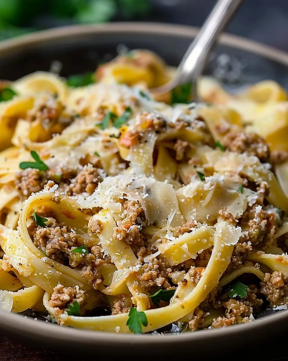 White Bolognese Sauce Made Easy with Turkey Bacon and Chicken Ham