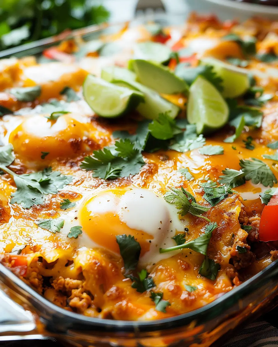 Huevos Rancheros Breakfast Casserole Recipe with Turkey Bacon Delight