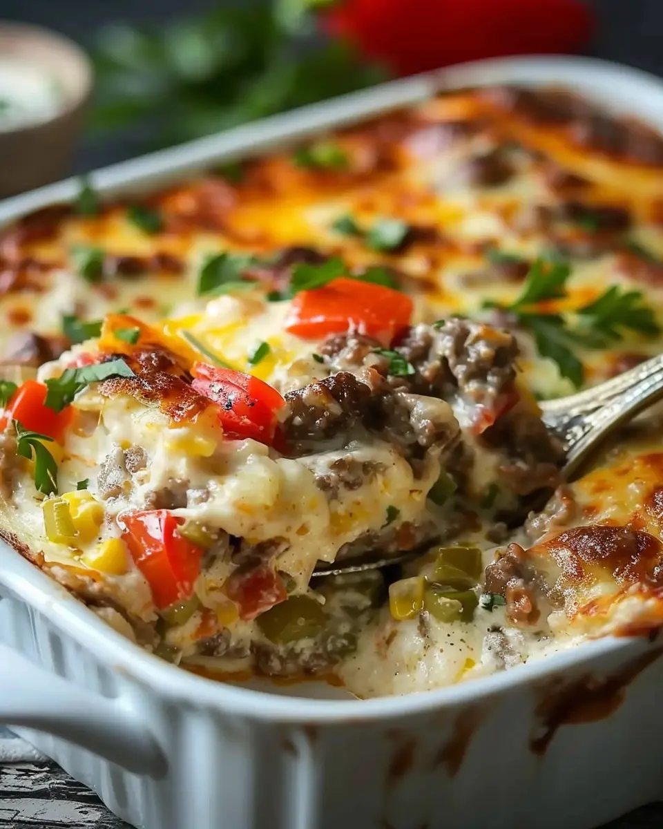 Low Carb Philly Cheesesteak Casserole: Indulgent Turkey Bacon Delight