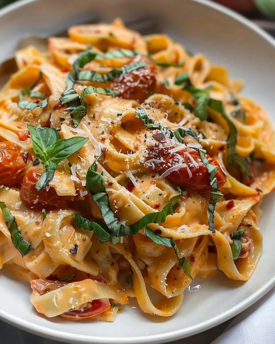Creamy Tuscan Slow Roasted Tomato Pasta with Turkey Bacon Delight