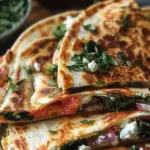 Mediterranean Quesadillas with Spinach, Feta, Mozzarella, and Red Onion