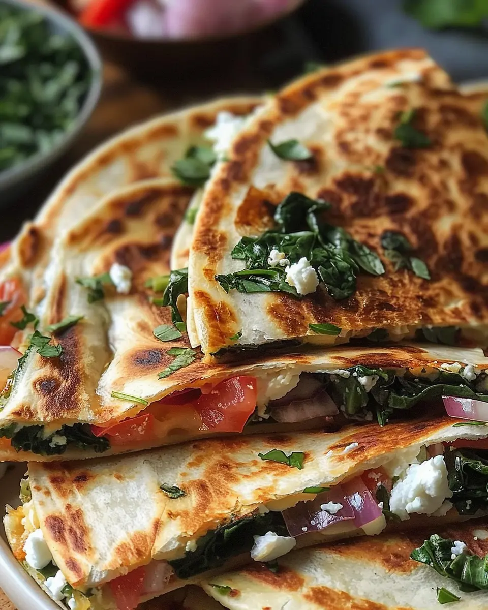 Mediterranean Quesadillas: Easy Spinach, Feta, and Mozzarella Delight