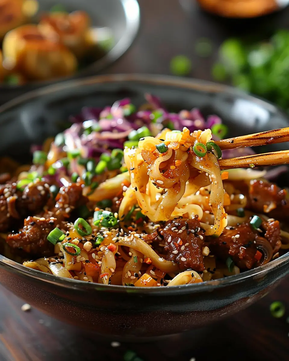 Potsticker Noodle Bowl with Pork &amp; Cabbage Slaw: A Delicious Twist