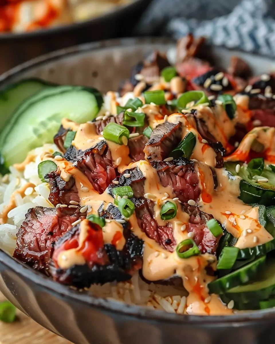 Korean BBQ Steak Rice Bowls with Spicy Cream Sauce: The Best Recipe