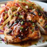 Sticky Apple Cider Chicken with Crisp Autumn Slaw