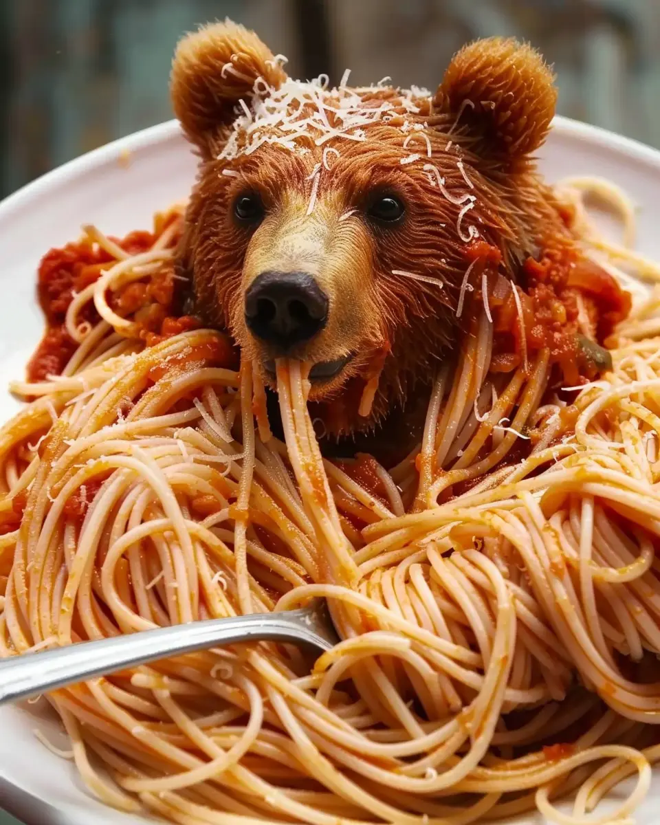 The Bear Spaghetti: Indulgent Turkey Bacon and Chicken Ham Delight