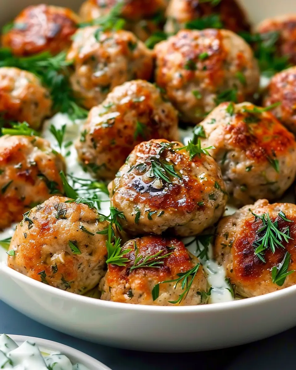 Greek Chicken Meatballs: Easy and Flavorful with Tzatziki Sauce