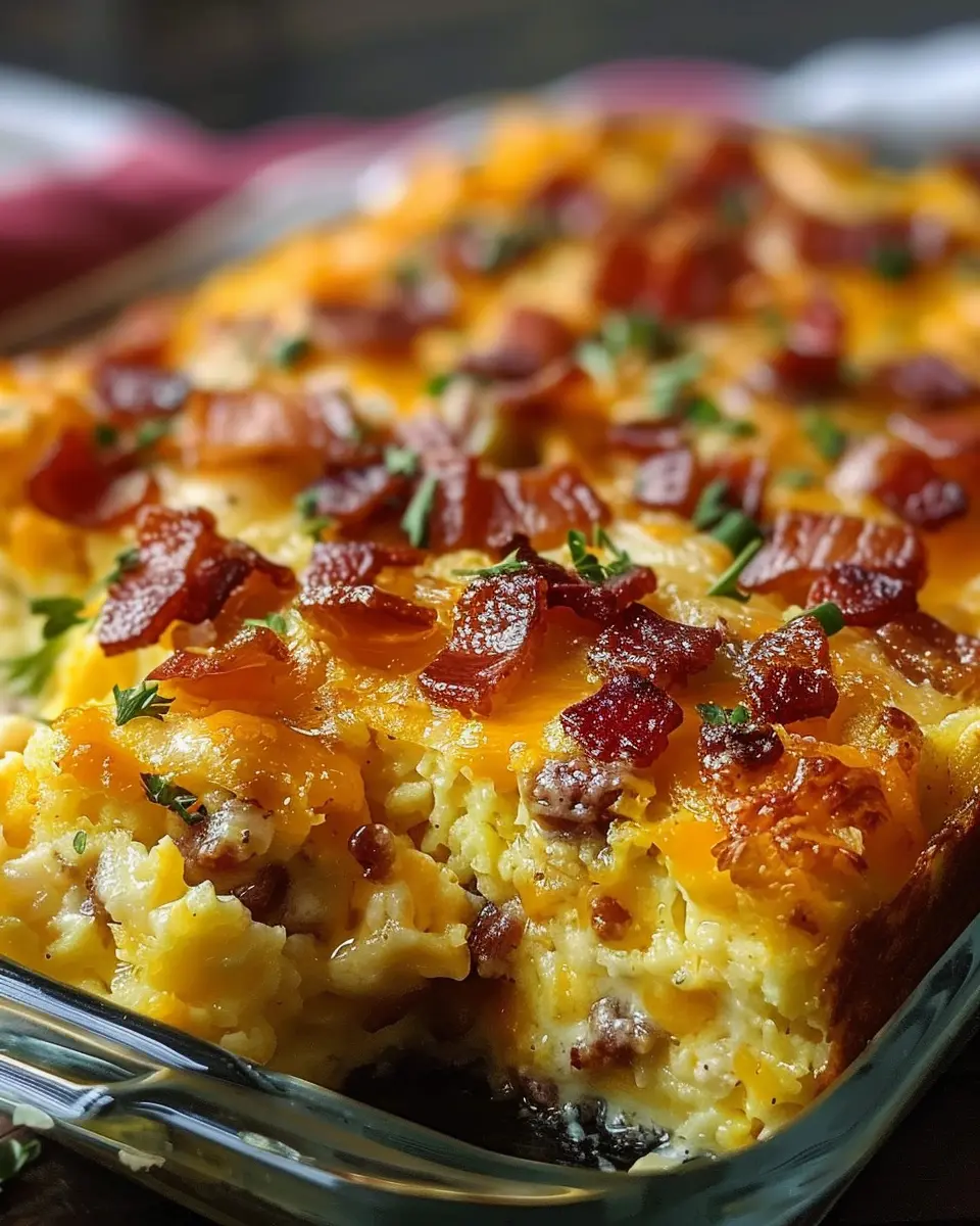 Crack Breakfast Casserole: Indulgent Turkey Bacon and Chicken Ham Delight